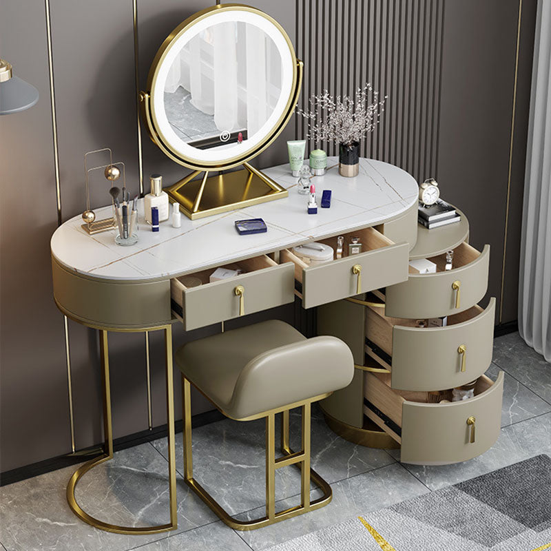 Contemporary Dressing Table Stool Set Slate Top Vanity Dressing Table