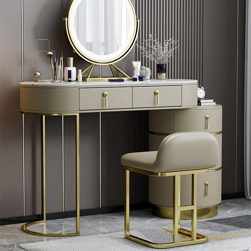 Contemporary Dressing Table Stool Set Slate Top Vanity Dressing Table