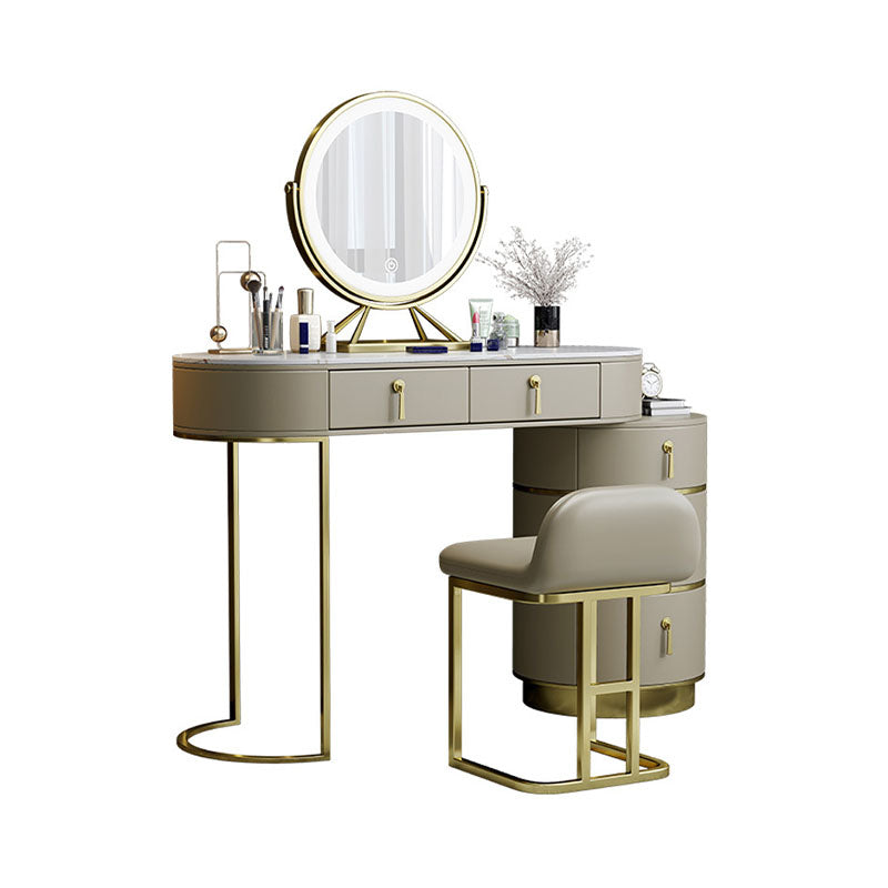 Contemporary Dressing Table Stool Set Slate Top Vanity Dressing Table