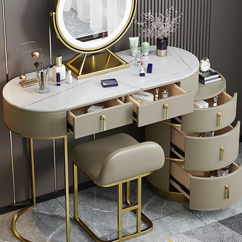 Contemporary Dressing Table Stool Set Slate Top Vanity Dressing Table