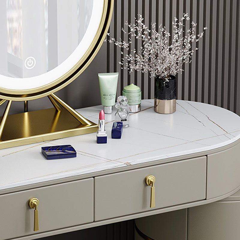 Contemporary Dressing Table Stool Set Slate Top Vanity Dressing Table