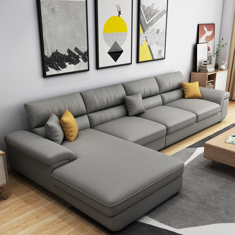 Nordic Cushions Stationary Fabric Living Room Recessed Arm Sofa