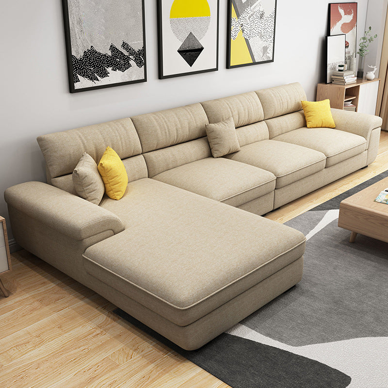 Nordic Cushions Stationary Fabric Living Room Recessed Arm Sofa