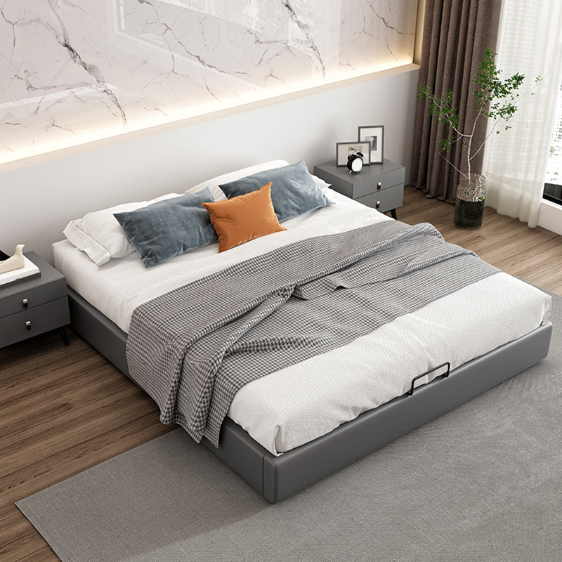 Contemporary Grey 10.23 " Tall Wooden Platform Bed for Bedroom