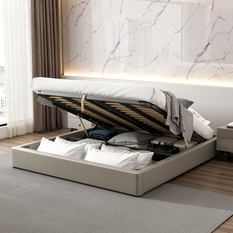 Contemporary Grey 10.23 " Tall Wooden Platform Bed for Bedroom