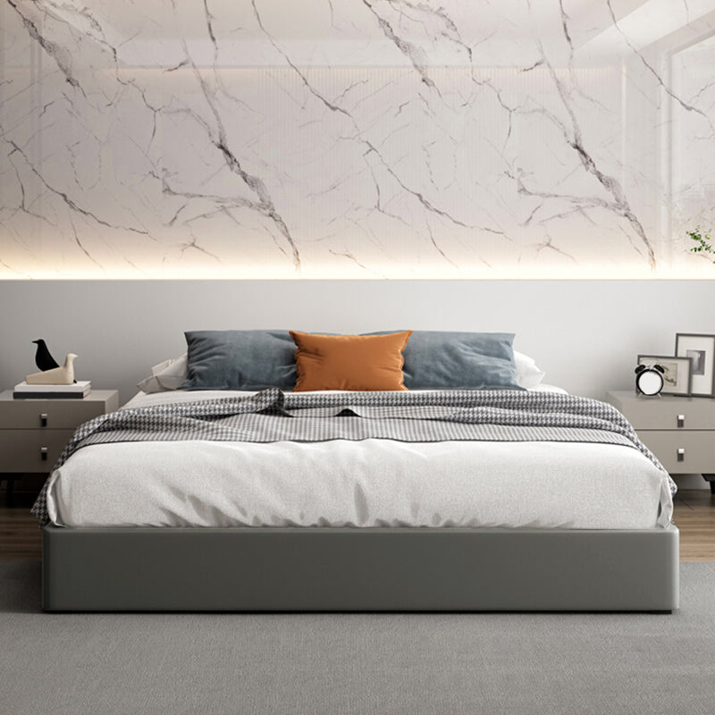 Contemporary Grey 10.23 " Tall Wooden Platform Bed for Bedroom