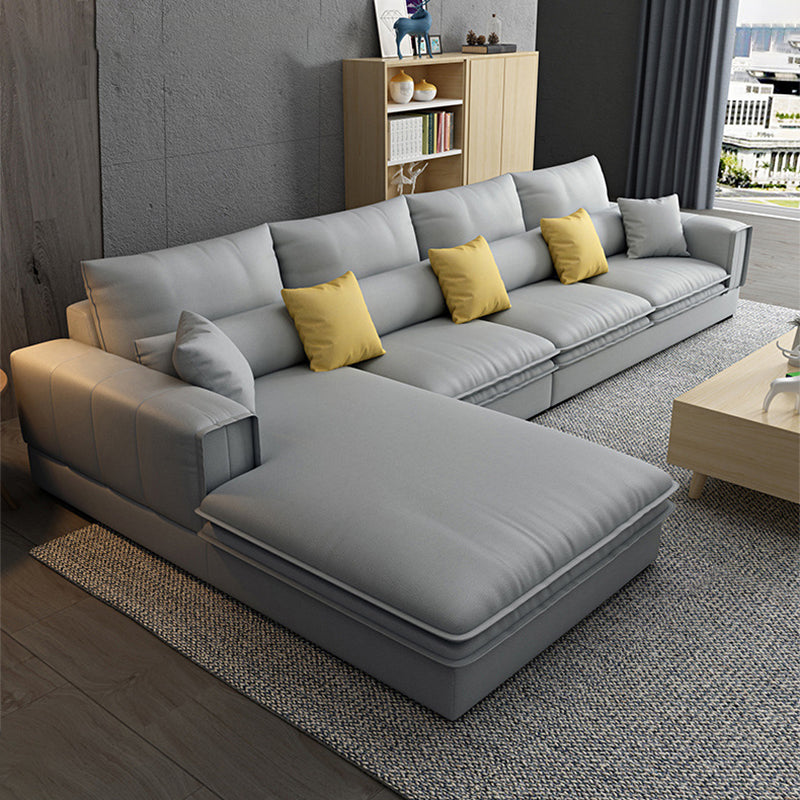 Contemporary Cushions Square Arm Living Room Faux Leather Stationary Sofa