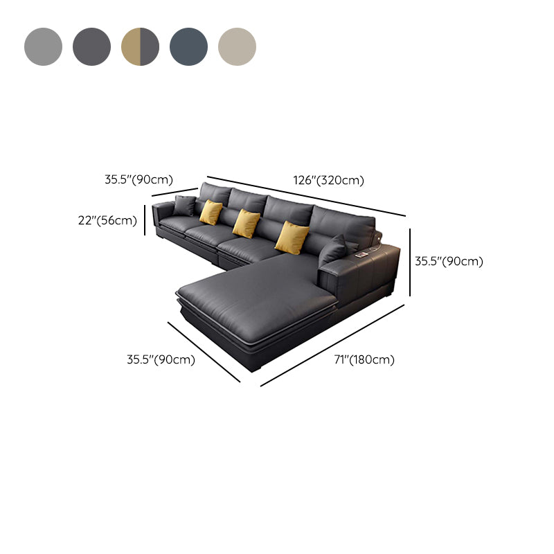 Contemporary Cushions Square Arm Living Room Faux Leather Stationary Sofa