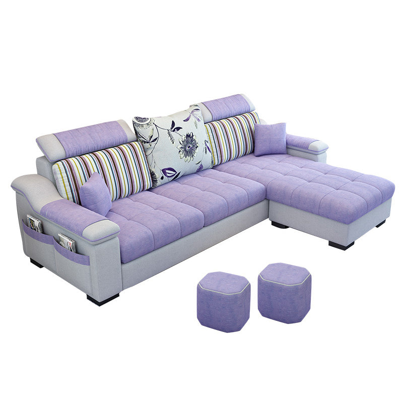 Nordic with Storage Fabric Living Room Sofa Chaise Pillows Sofa