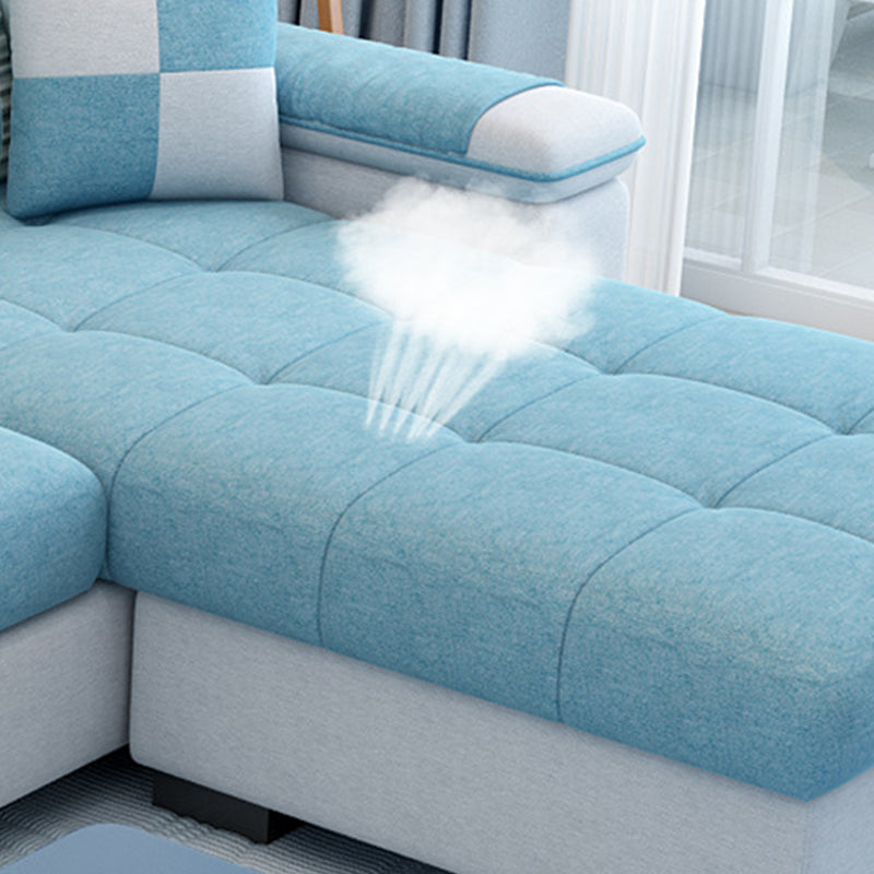 Nordic with Storage Fabric Living Room Sofa Chaise Pillows Sofa
