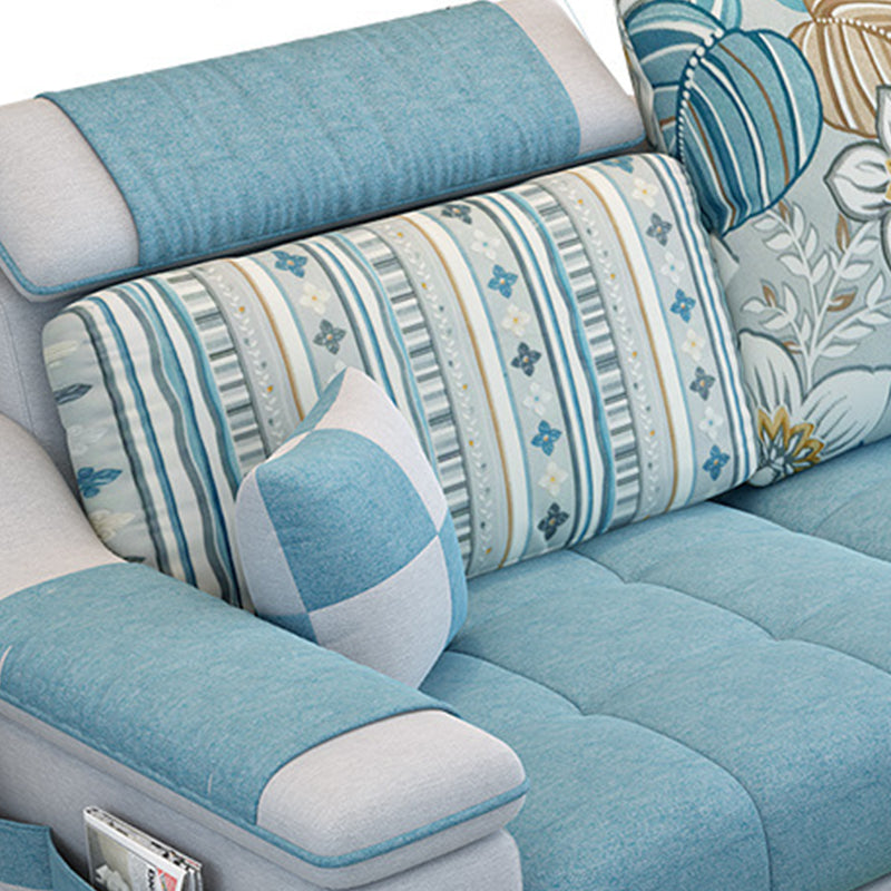 Nordic with Storage Fabric Living Room Sofa Chaise Pillows Sofa