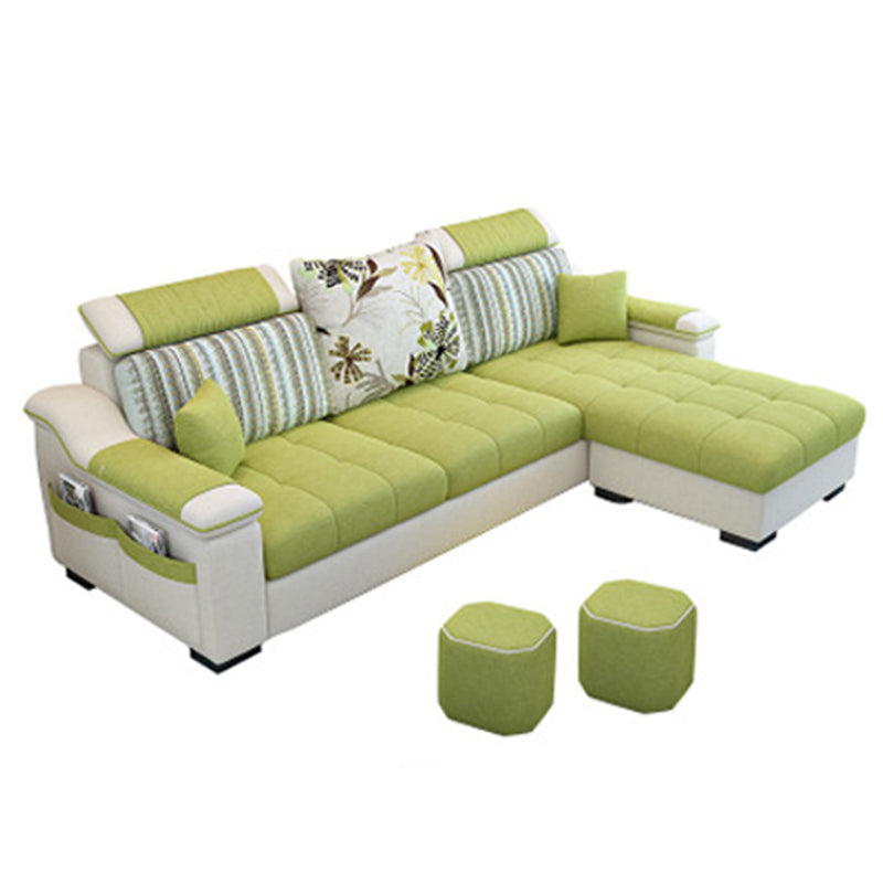 Nordic with Storage Fabric Living Room Sofa Chaise Pillows Sofa