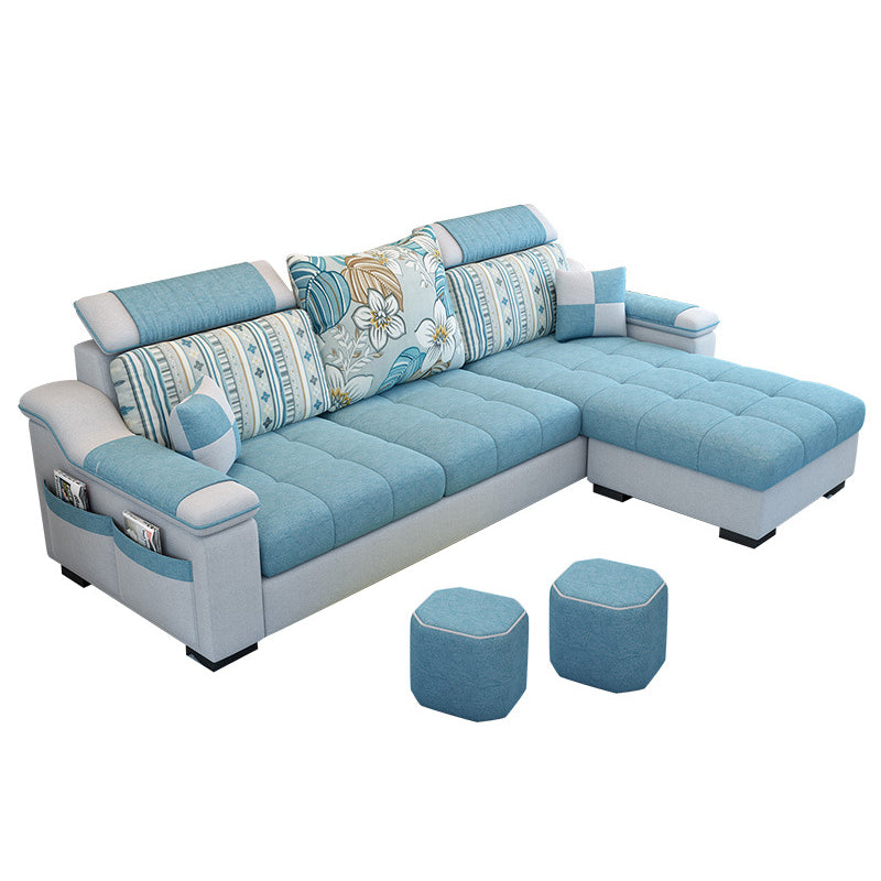 Nordic with Storage Fabric Living Room Sofa Chaise Pillows Sofa