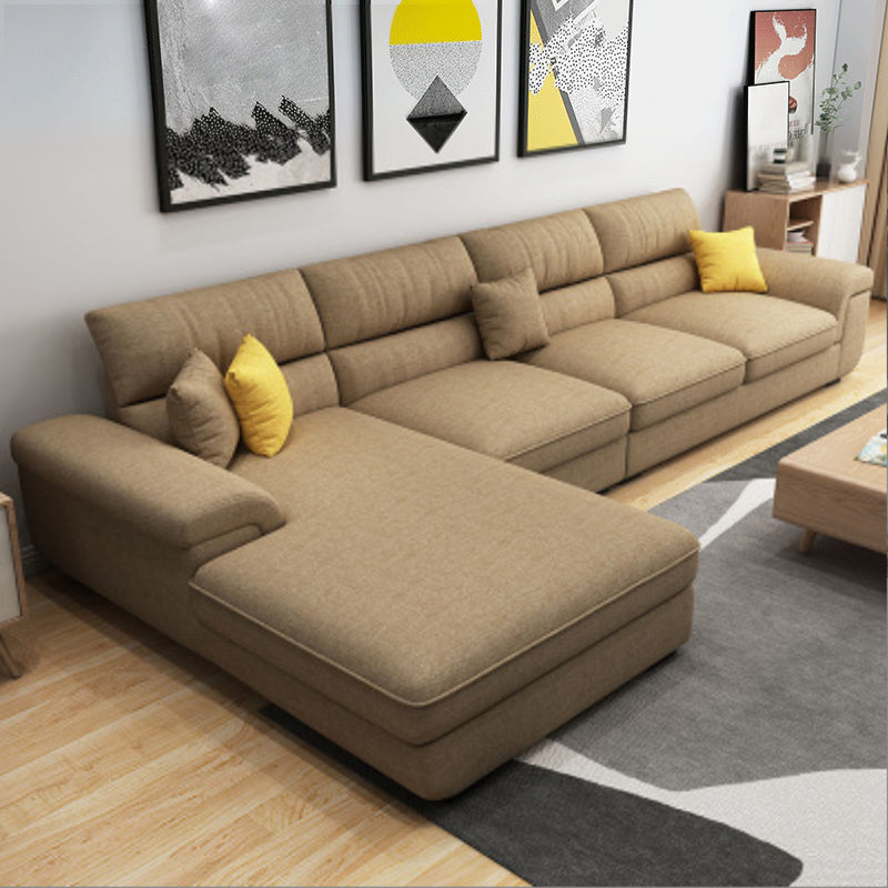 Nordic Cushions Recessed Arm Stationary Sofa Chaise Living Room Fabric