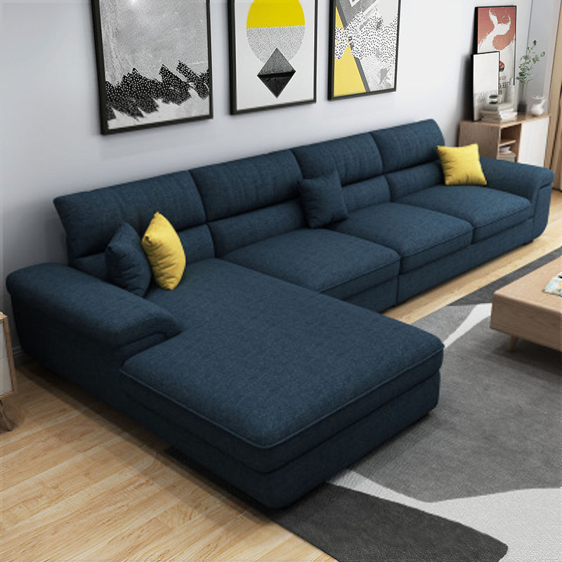 Nordic Cushions Recessed Arm Stationary Sofa Chaise Living Room Fabric