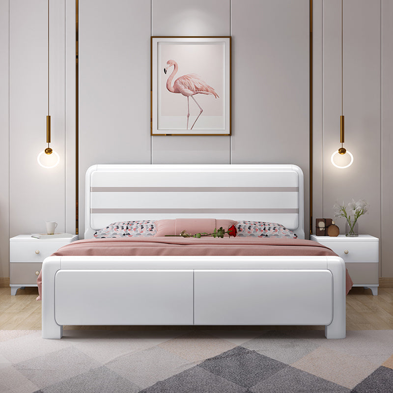 Contemporary Wood Standard Bed, Panel Rectangular Headboard Bed Frame