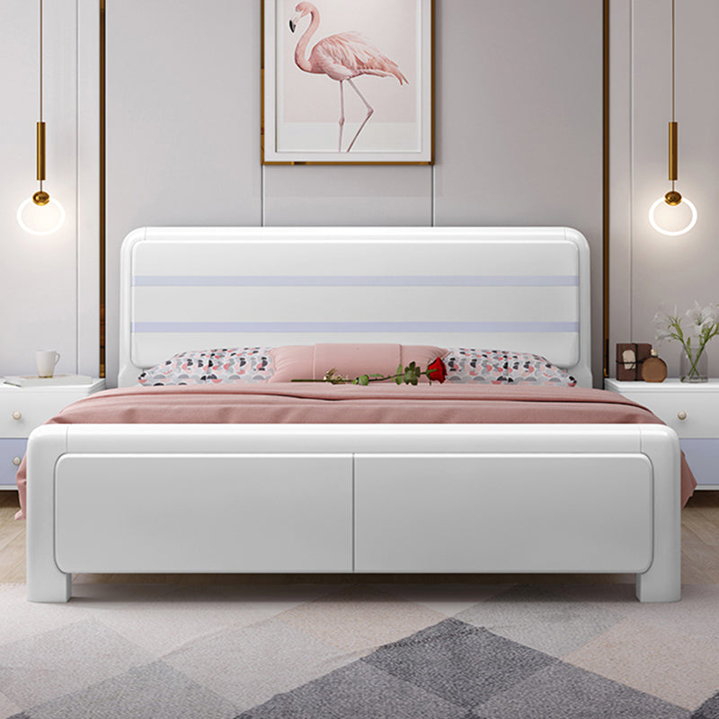 Contemporary Wood Standard Bed, Panel Rectangular Headboard Bed Frame