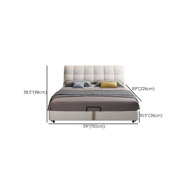 Contemporary Panel Bed Pine Wood Standard Bed with Metal Legs