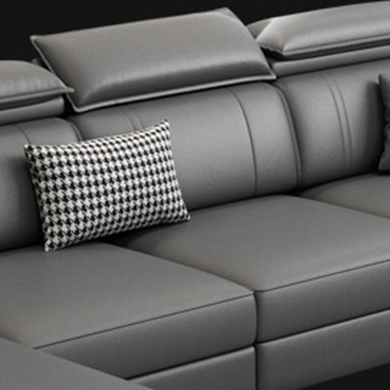 Stationary Faux Leather Living Room Seating Recessed Arm Cushions Nordic Sofa