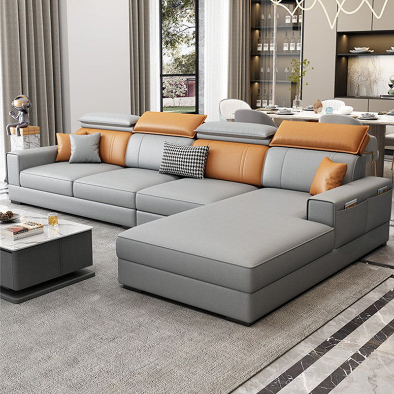 Stationary Faux Leather Living Room Seating Recessed Arm Cushions Nordic Sofa