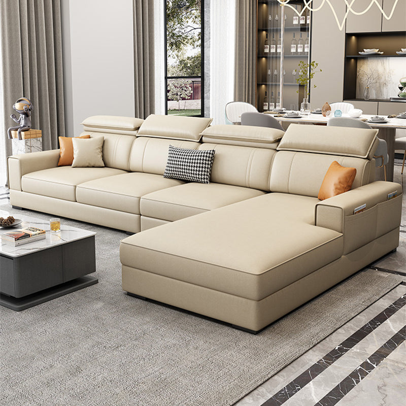 Stationary Faux Leather Living Room Seating Recessed Arm Cushions Nordic Sofa