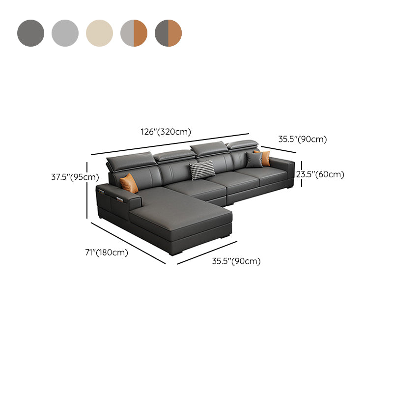 Stationary Faux Leather Living Room Seating Recessed Arm Cushions Nordic Sofa