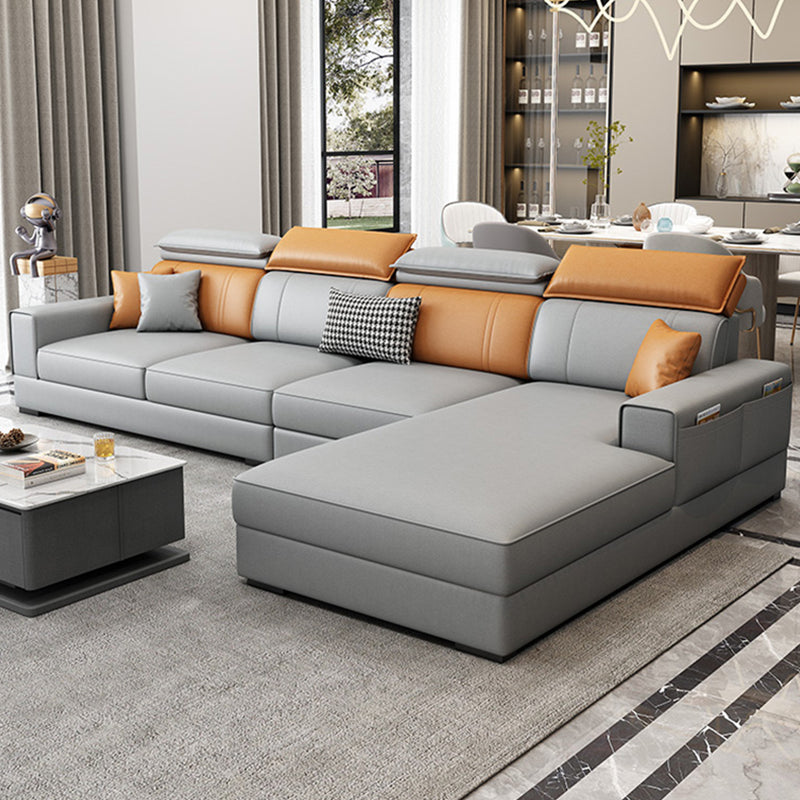 Nordic Cushions Recessed Arm Faux Leather Stationary with Storage Seating