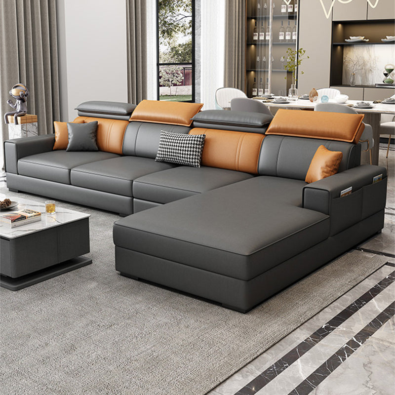 Nordic Cushions Recessed Arm Faux Leather Stationary with Storage Seating