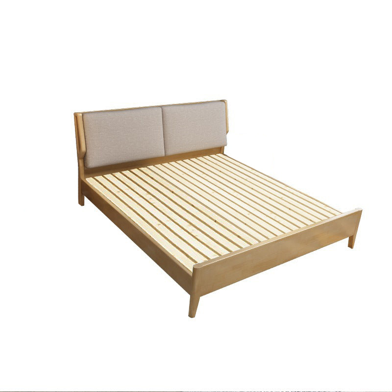 Contemporary Solid Wood Standard Bed, Rectangular Upholstered Headboard Bed