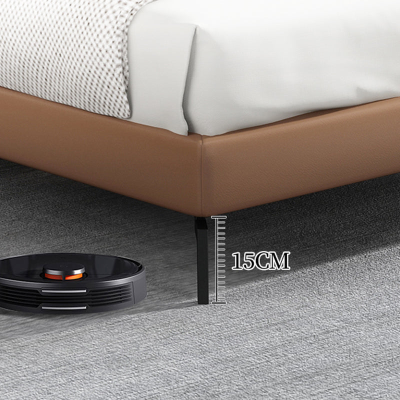 Contemporary Upholstered Standard Bed, Rectangular Headboard Bed