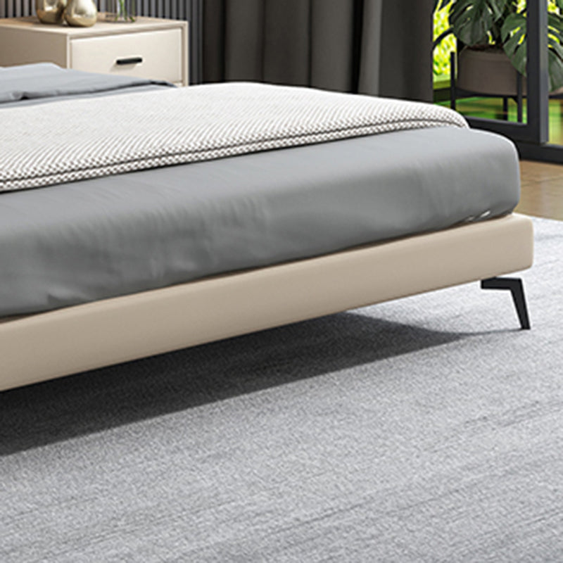 Contemporary Upholstered Standard Bed, Rectangular Headboard Bed