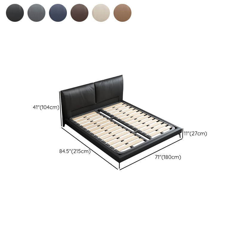 Contemporary Upholstered Standard Bed, Rectangular Headboard Bed