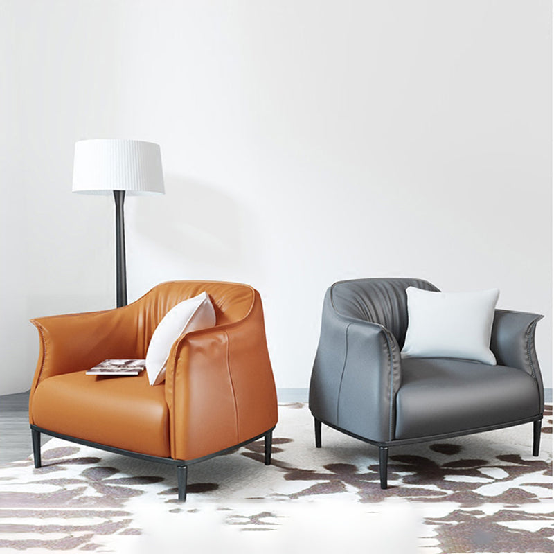 Bonded Leather Arms Included with Black Legs Flared Arms Accent Armchair