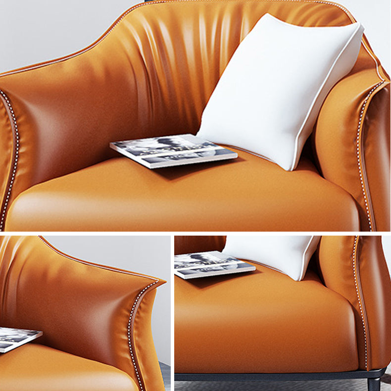 Bonded Leather Arms Included with Black Legs Flared Arms Accent Armchair