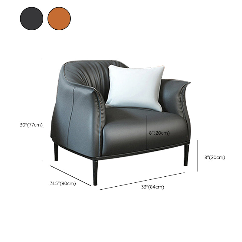 Bonded Leather Arms Included with Black Legs Flared Arms Accent Armchair
