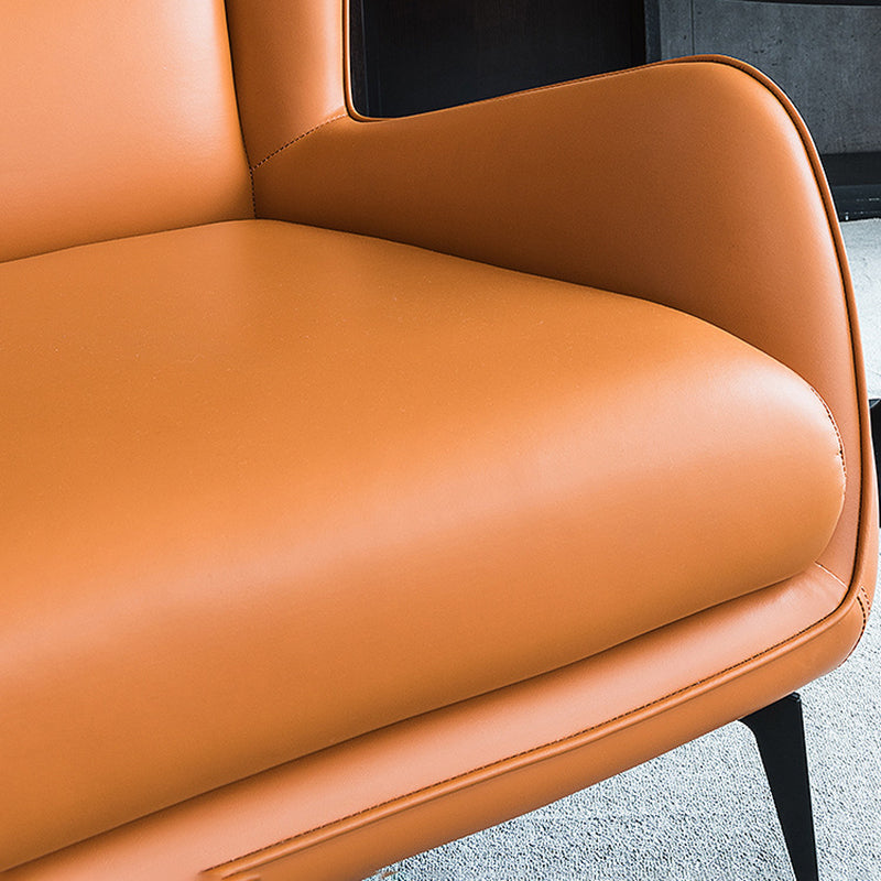 35.43" Wide Leather Wingback Chair in Orange with Black Basic Four Leg