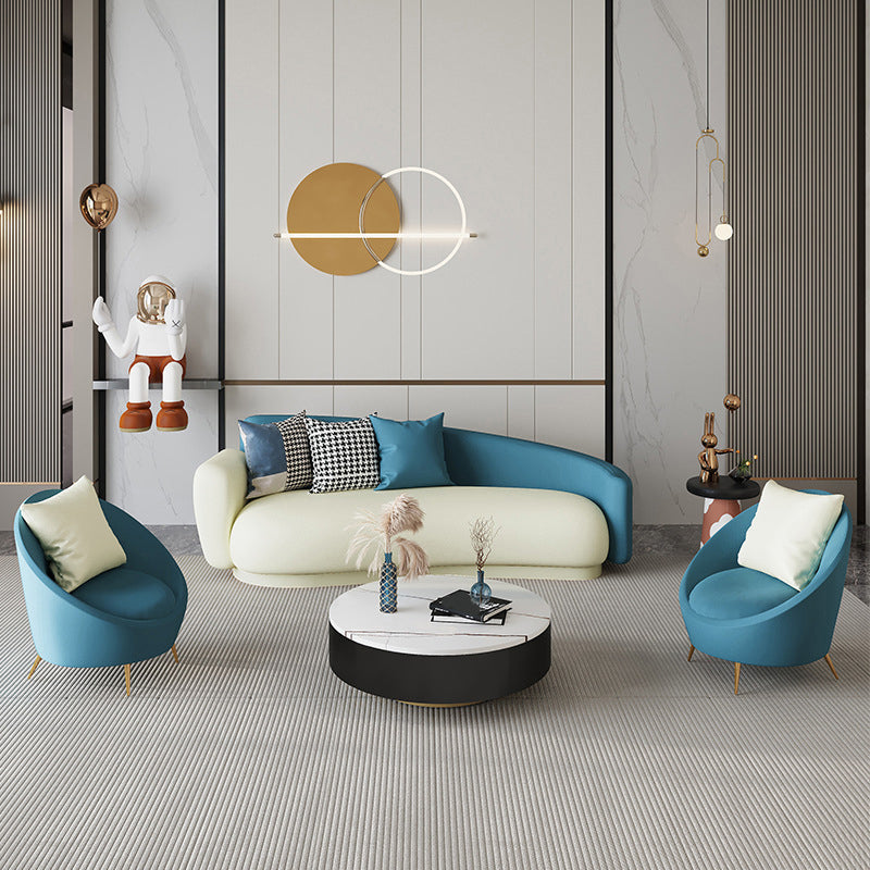 Contemporary Faux Leather Tuxedo Arm Sofa Tight Back Sofa with Pillow