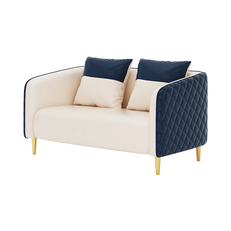 Leather Tuxedo Arm Sofa Contemporary Tight Back Sofa with Pillow