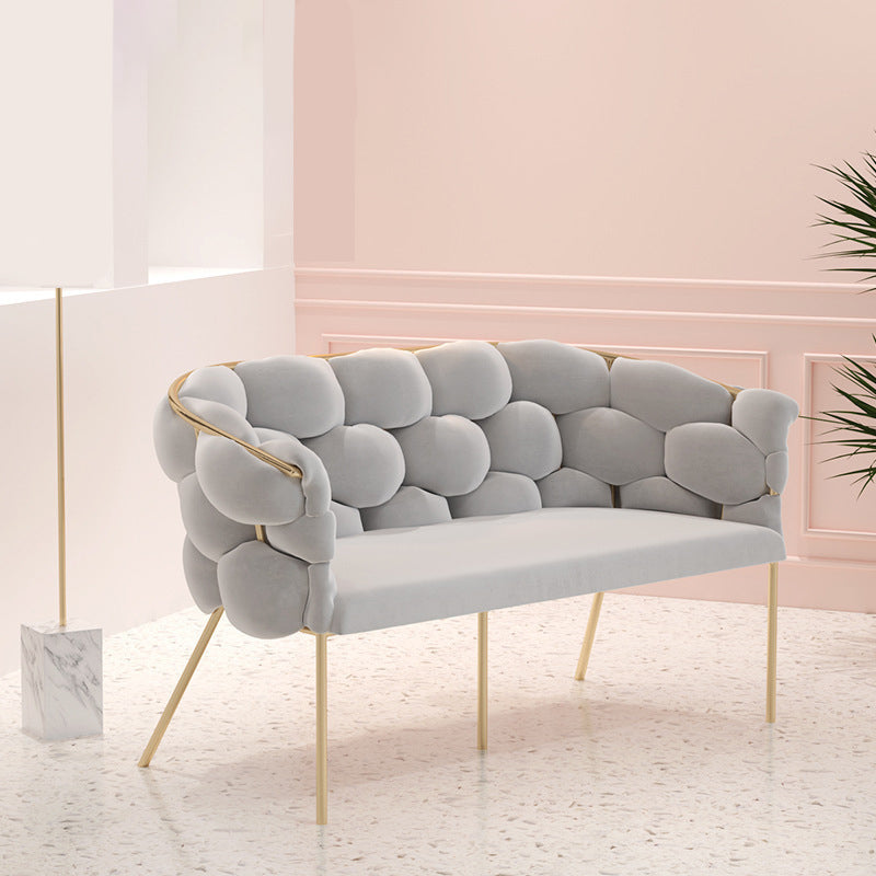 Contemporary Fabric Tuxedo Arm Settee Tight Back Standard Sofa