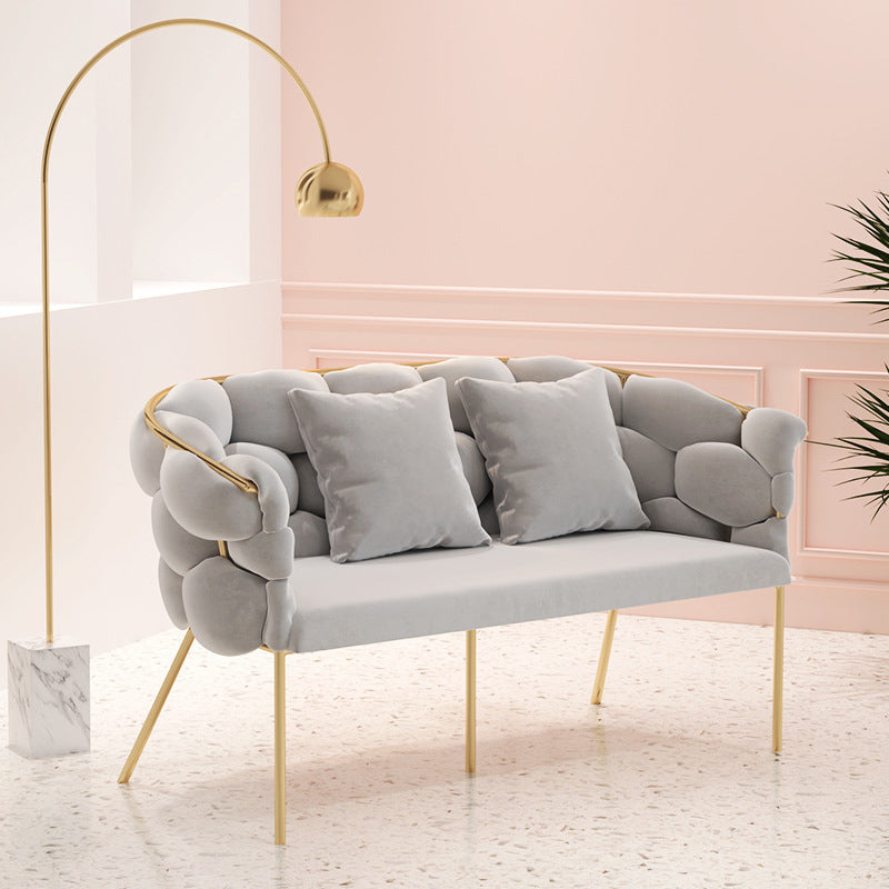 Contemporary Fabric Tuxedo Arm Settee Tight Back Standard Sofa