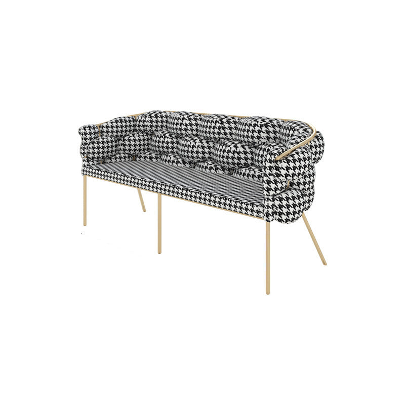 Contemporary Fabric Tuxedo Arm Settee Tight Back Standard Sofa