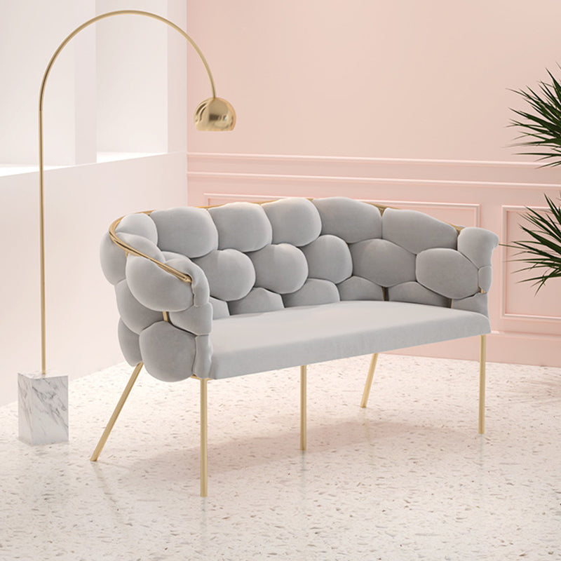 Contemporary Fabric Tuxedo Arm Settee Tight Back Standard Sofa
