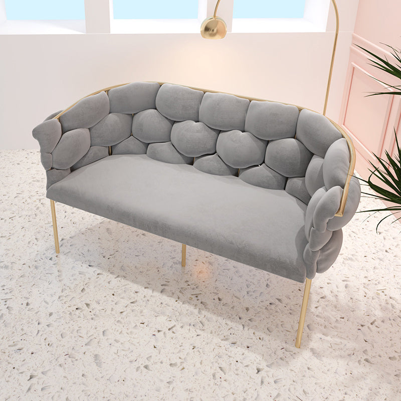 Contemporary Fabric Tuxedo Arm Settee Tight Back Standard Sofa