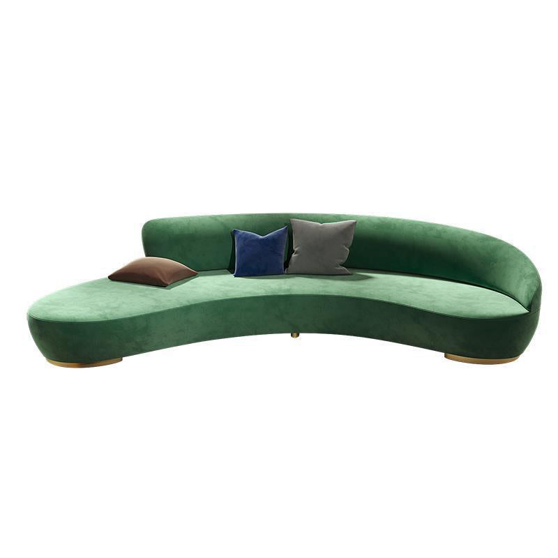 Contemporary Velvet Curved Sofa Tight Back Sloped Arm Settee