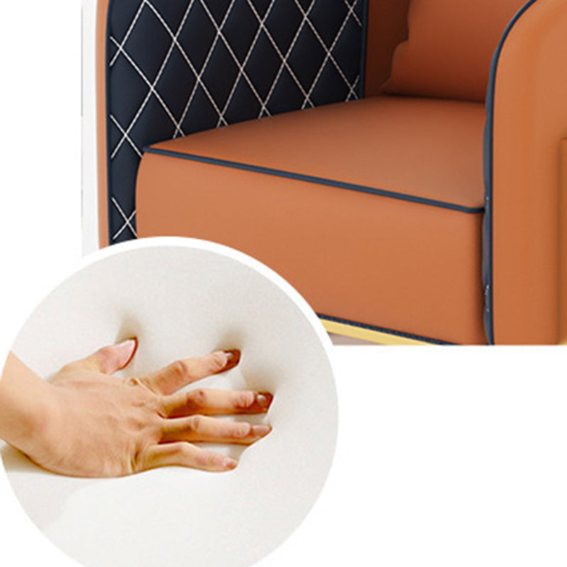 Contemporary Leather Sofa Sloped Arm Standard Sofa with Pillow