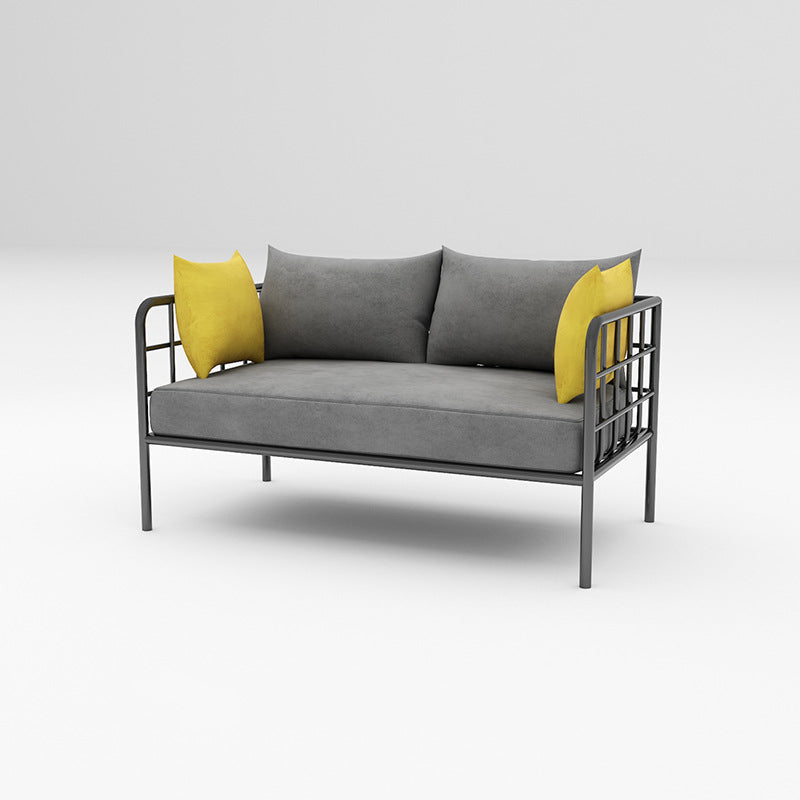 Contemporary Metal Square Arm Sofa Fabric Cushions Sofa for Living Room