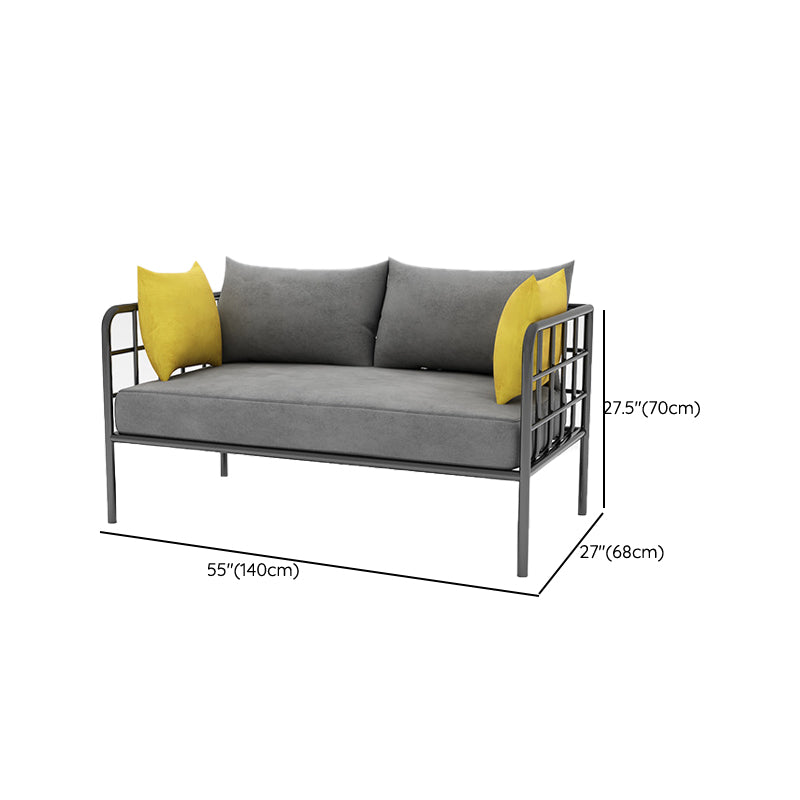 Contemporary Metal Square Arm Sofa Fabric Cushions Sofa for Living Room