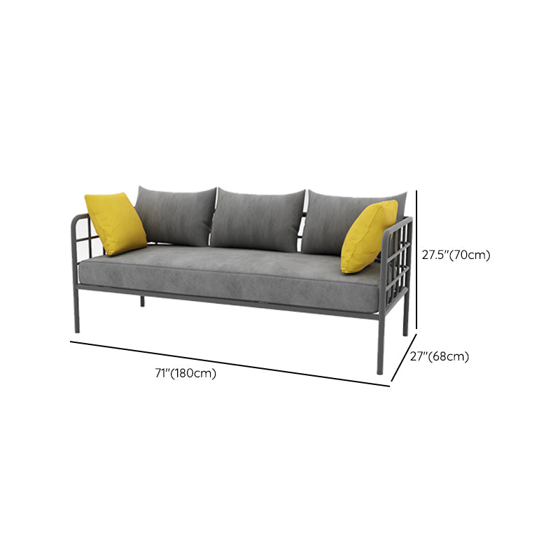 Contemporary Metal Square Arm Sofa Fabric Cushions Sofa for Living Room