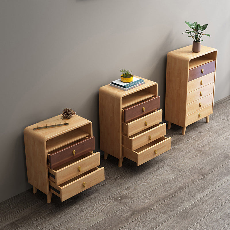 Contemporary Natural Rubberwood Chest with 1 Shelf and Drawers