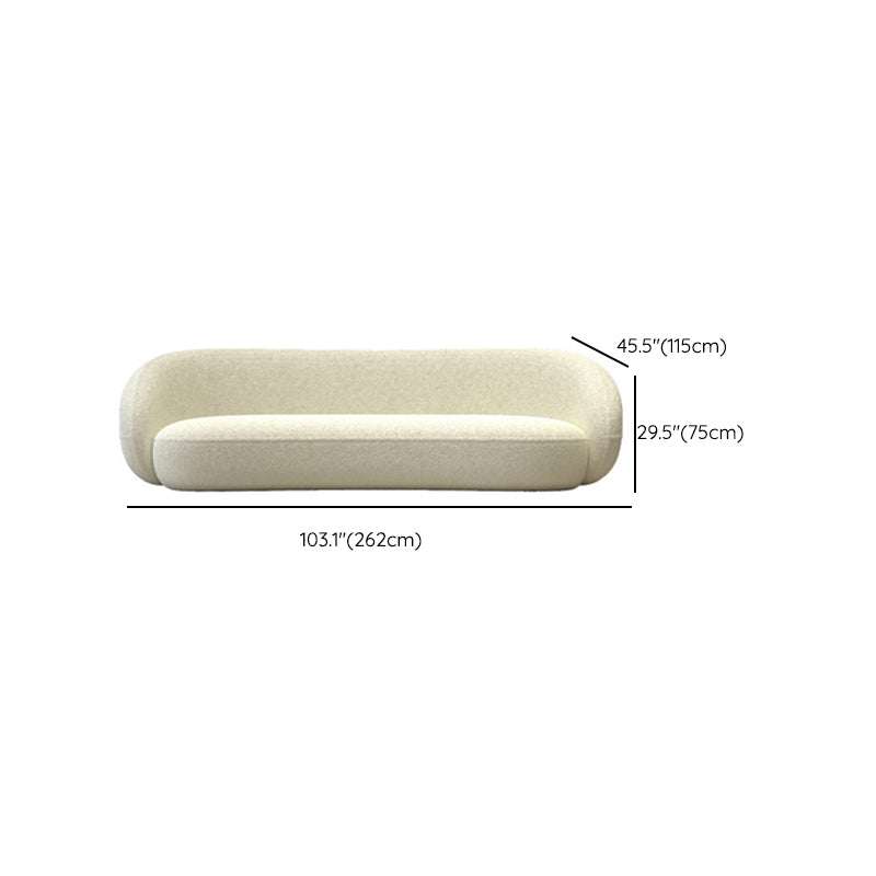 Contemporary Sloped Arm Curved Sofa White Tight Back Fabric Settee